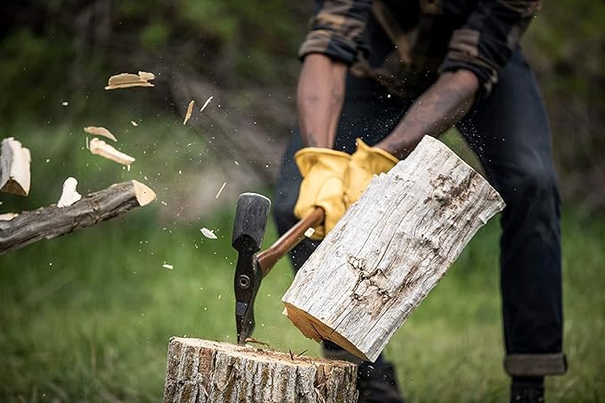 Barebones Pulaski Axe - 1055 High Carbon Steel Splitting Axe Blade - Wood Splitter with Canvas Sheath - Chopping Axe for Rooting and Trenching