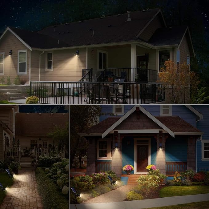 URPOWER Solar Lights Outdoor, 2-in-1 Solar Spot Lights Waterproof with 2 Lighting Modes, Adjustable Solar Powered Spotlights Auto On/Off Landscape Lights for Yard Garden Pathway, 6 Pack (Warm White)