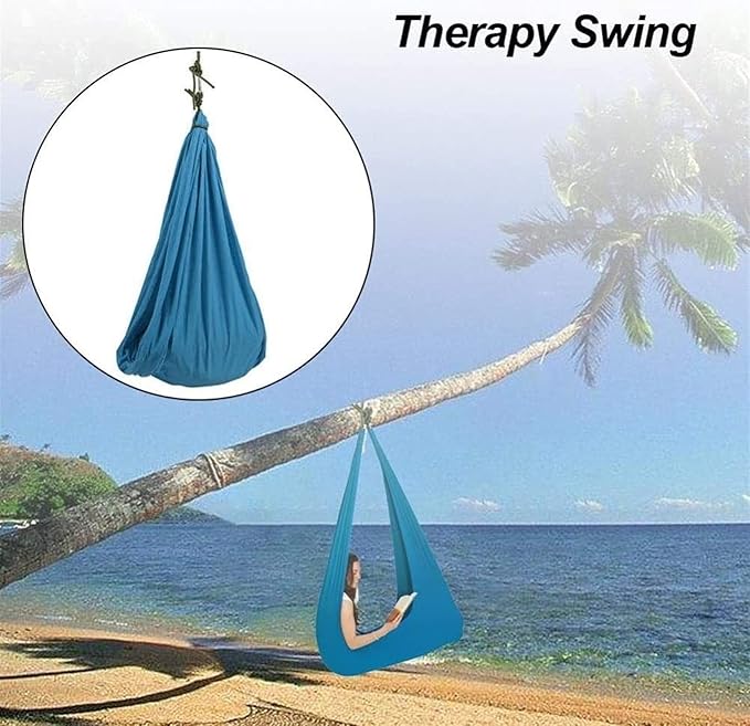 Kids Sensory Swing Hammock Indoor Therapy Swing with Special Needs, Breathable Cuddle Chair Ideal for Sensory Integration Childhood Precious Memory (Color : Indigo, Size : 150x280cm/59x110in)