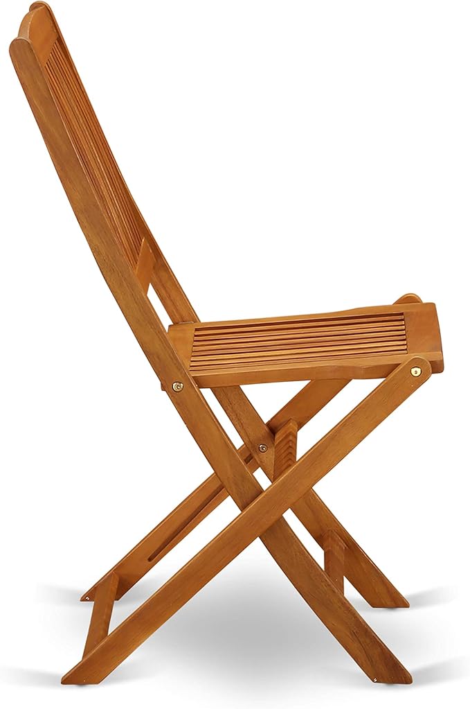 East West Furniture DECM72CANA 7 Piece Patio Dining Set Consist of a Rectangle Outdoor Acacia Wood Table and 2 Folding Arm Chairs with 4 Side Chairs, 40x72 Inch, Natural Oil