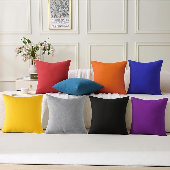 Outdoor Throw Pillows with Inserts, Waterproof Pillows for Outdoor Seating, Square Decorative Garden Cushion for Patio Furniture, Bed, Couch, Sofa(Black, 18" x 18" (Pack of 2))