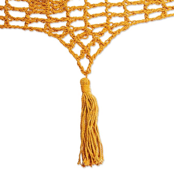 NOVICA Artisan Handmade Cotton Rope Hammock Amber Brown Tasseled from Mexico Solid Maya 'Veranda in Honey'(Double)