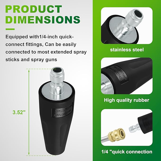 2000 PSI Universal Turbo Nozzle for Greenworks Pressure Washer Attachment 5201402, 1/4-Inch Quick Connect