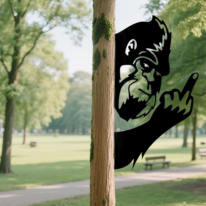 2 Pack 13 Inch Bigfoot Yard Decor, Funny Metal Sasquatch Signs | Two funny Bigfoot metal signs for fences, trees, posts, porches, cabins, garages, yards and man caves