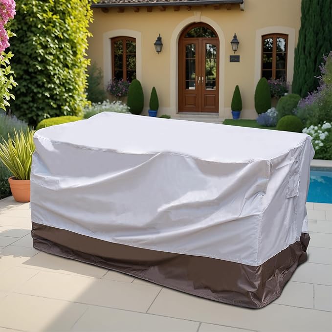 OVIOS Patio Furniture Set Cover Outdoor Sectional Sofa Couch Chair Ottoman Waterproof Covers General Purpose, 73" L x 37" W x 34" H, Beige-Brown
