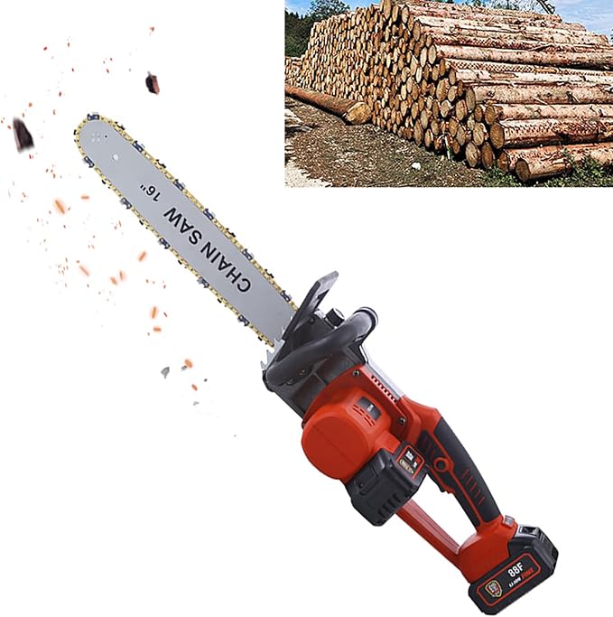 16” Chainsaw, Portable Electric Chain saws, Handed Woodcutting Chain Saw for Cutting Tree Wood with Tool Kit Chainsaw in Garden Farm (Electric,16Inch)