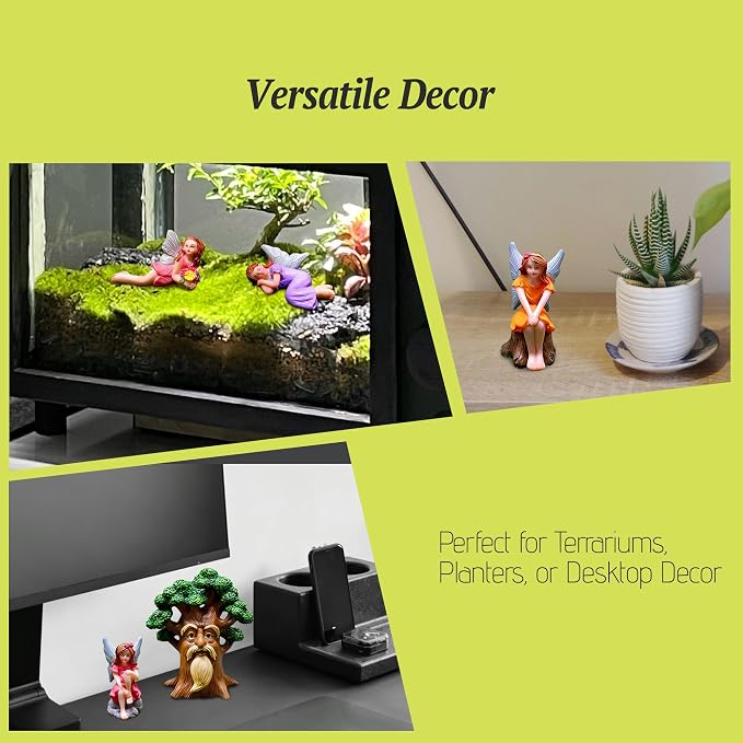 Fairy Garden Accessories Set 5 Pcs, Miniature Fairies and Tree Spirit Figurines, Resin Fairy Garden Statues for Outdoor Yard Decor, Terrarium, Micro Landscape & Plant Pots