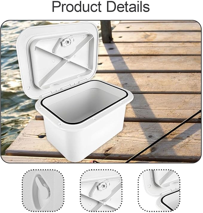 Marine Deck Storage Box Organizer Lockable Boat Accessory for Yacht White Embedded Boat Hatch Cover Fishing Tackle Box
