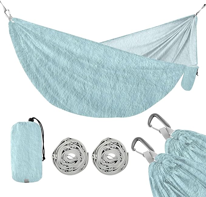Light Blue Solid Color 330lb Capacity Hammocks with Hanging Rope Portable Hammock for Outside Camping Essentials hamacas para adultos 2 Personas