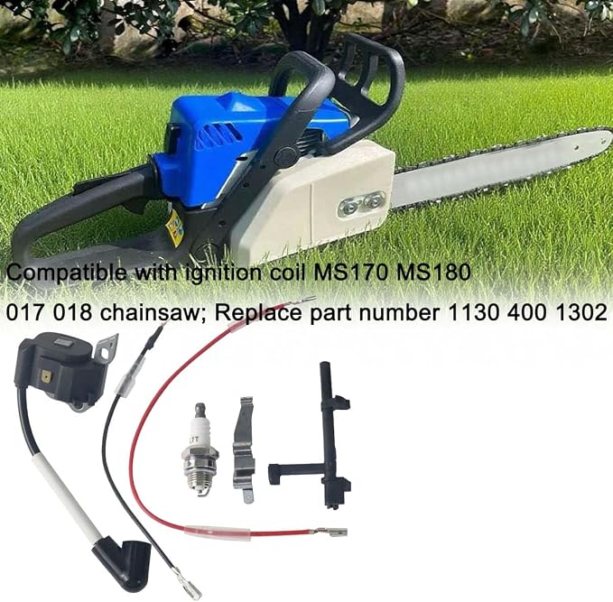 MS170 180 ignition coil flywheel, insulation pad high-voltage cap, suitable for 017 018 MS170 MS180 chainsaw, part number 1130-400-1201 GFJZN (Ignition coil set A)