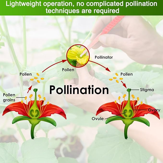M METERXITY 100-Pack Pollinator Brush, 0.08inch/2mm Plastic Vegetable Pollinator Pen Manual Pollination Tool for Gardening/Greenhouse/Hydroponic Plants/Flower [Light Pink]