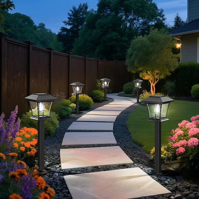 Sparkblaze 16 Pack Solar Pathway Lights Outdoor, LED Solar Yard Lights with Dusk to Dawn Solar Garden Lights for Lawn, Walkway, Path & Landscape Lighting. (16, Cold White)