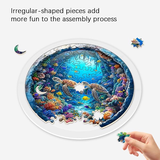 Acrylic Puzzle Suncatcher, Sea Turtle 3D Ocean Pattern Sun Catcher Jigsaw Puzzle Window Hanging, Acrylic Puzzles Kit Home Garden Decor, for Mom, Wife, Sisters, 7.87 inch