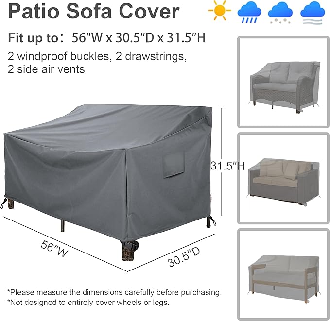 Patio Furniture Covers,Outdoor Furniture Cover Waterproof,Patio Furniture Set Covers for 4 Piece Outdoor Conversation Set,Patio Covers Set X-Large (Grey)