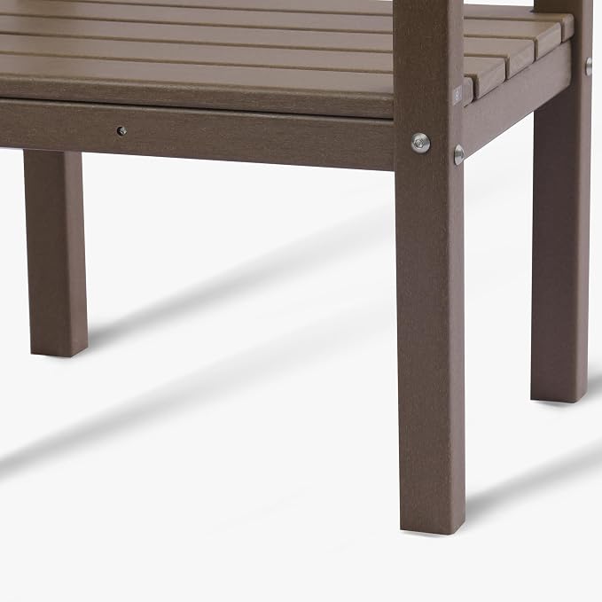 WestinTrends Malibu 36" Outdoor Adirondack HDPE 2-Tier Patio Side Table, Dark Brown