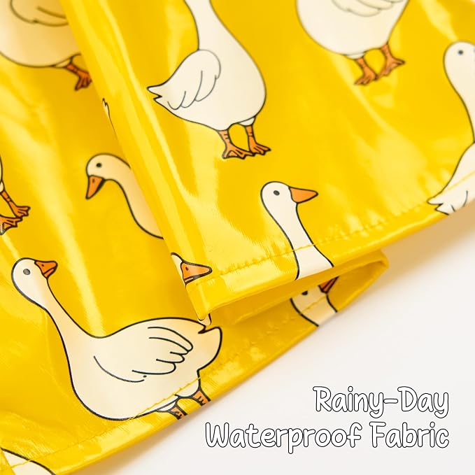 Yellow Goose Printed Raincoat Goose Outfits Porch Printed Waterproof Clothes with Umbrella Hat Fits 23" Geese Statue for Spring Garden Lawn Patio Yard Outdoor Decor (Special Printed)