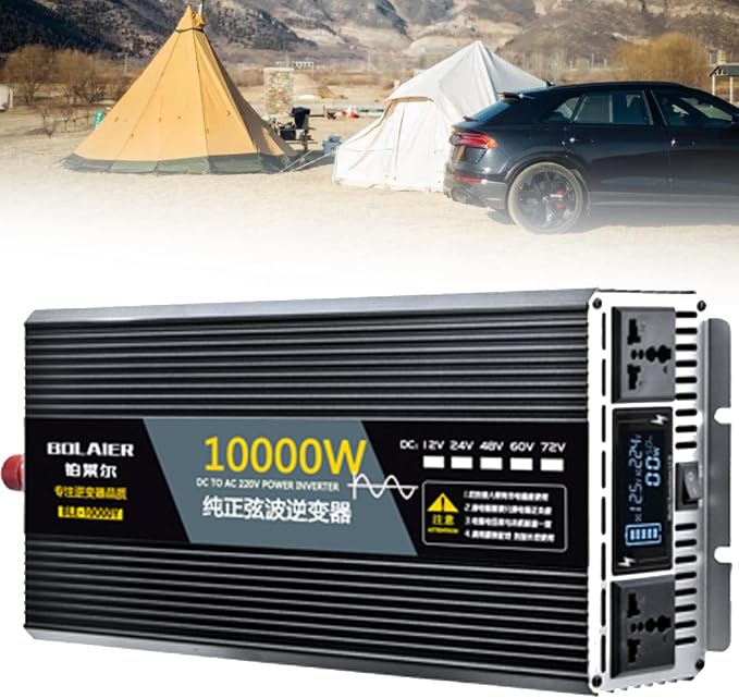 Pure Sine Wave Inverter 2500W 4000W 5000W 6000W 8000W 10000W 12000W Car Power Inverter DC 12V 24V 48V 60V 72V to 110V 120V 220V 230V 240V AC Voltage Converter Transformer Vehicle Adapter(10000W,72Vto1