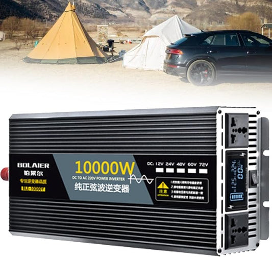 Pure Sine Wave Inverter 2500W 4000W 5000W 6000W 8000W 10000W 12000W Car Power Inverter DC 12V 24V 48V 60V 72V to 110V 120V 220V 230V 240V AC Voltage Converter Transformer Vehicle Adapter(10000W,72Vto1