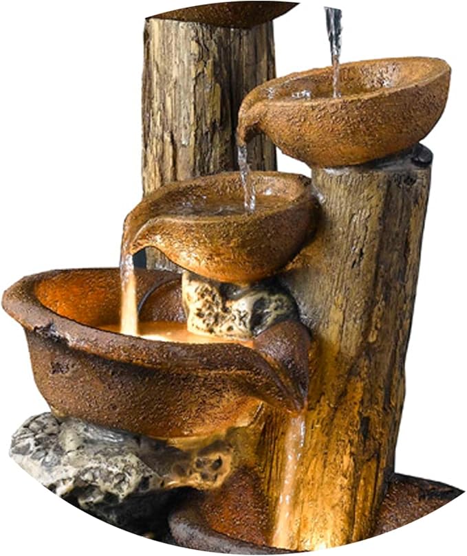 Jeco Tree Pot Outdoor-Indoor Fountain with Illumination, Beige