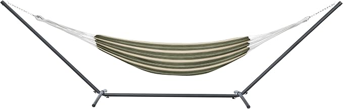 Classic Accessories Montlake Fadesafe Brazilian Hammock with Steel Stand, Heather Fern Green Stripe