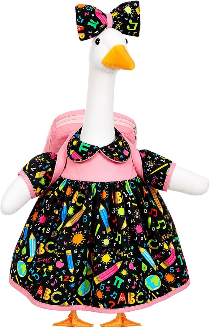Mindsoft Back to School Goose Outfit Porch Goose Clothes Costume Statues Decor for Lawn Garden Patio Classroom Outdoor Statues Art Decor(Backpack Style - Black)