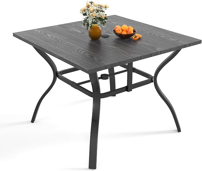 Square Patio Dining Table, 37.8 Inch, Black