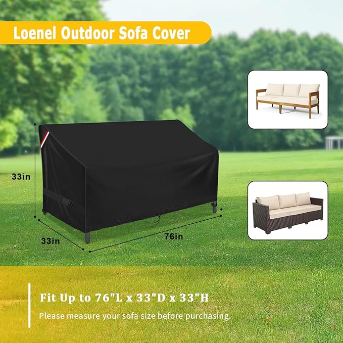 Outdoor Loveseat Cover, Waterproof 2-Seater Outdoor Bench Cover for Patio Furniture Sofa, Outside Couch Covers - 76" L x 33" W x 33" H