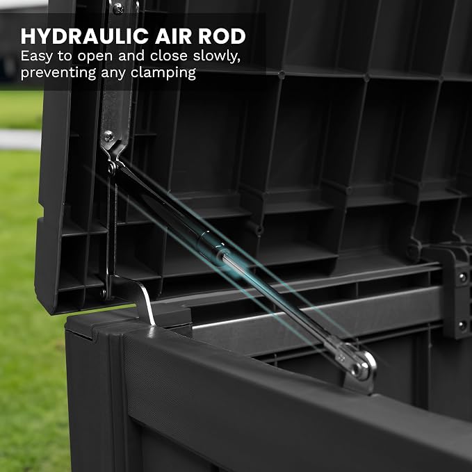 120 Gallon Outdoor Storage Box, Durable Deck Boxes Outdoor, Large Resin Waterproof Deck Box for Patio Furniture Outdoor Cushions Garden Tools and Pool Storage (Black, 120 Gallon)