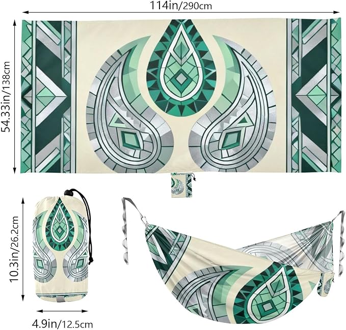 Geometric Paisley Hammocks for Camping with Portabl Carry Bag Portable Hammock Indoor Outdoor Patio