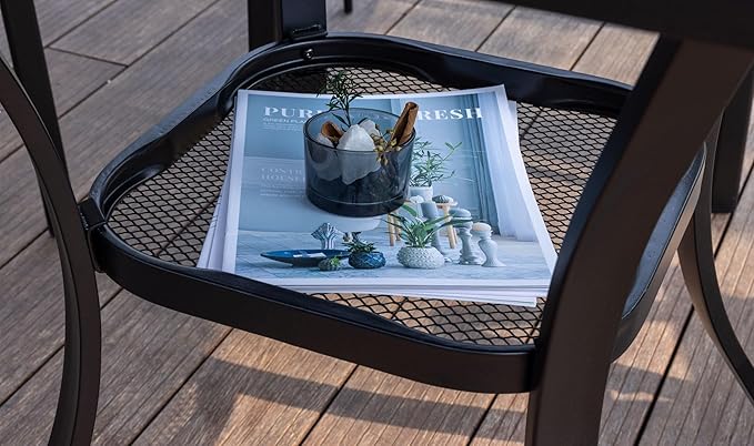 VICLLAX Outdoor Table and Chairs Set for 2, Small Patio Dining Set with 27.5" Metal Square Patio Table & 2 Swivel Outdoor Dining Chairs for Backyard Lawn Porch Garden, Grey & Dark Grey