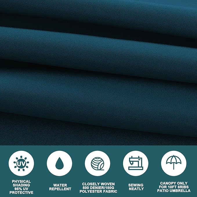 10ft Patio Umbrella Replacement Canopy for 8 ribs, Fits Hanging Offset Cantilever Market Outdoor Patio Shades，Canopy Only