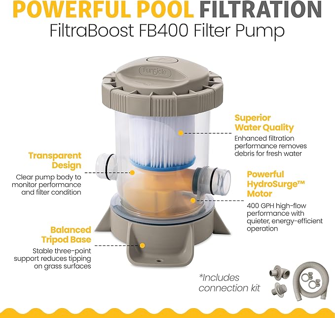 Funsicle Quickset Designer 10' x 30" Round Above Ground Swimming Pool, with FiltraBoost 400 GPH Filter Pump, Type I Filter Cartridge & Repair Patch, Triple Basketweave Print