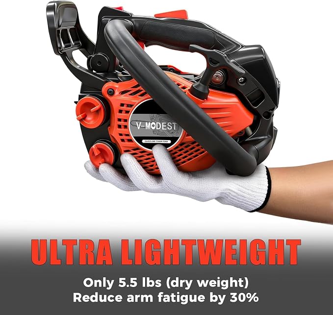 Gas Chainsaw 12 inch, Top Handle Chainsaw 25cc 2-Stroke Small Gas Powered Chain Saw, Lightweight 5.5 lbs, 1/4" LP Low Kickback Chain for Pruning, Yard & Garden, Easy to Use