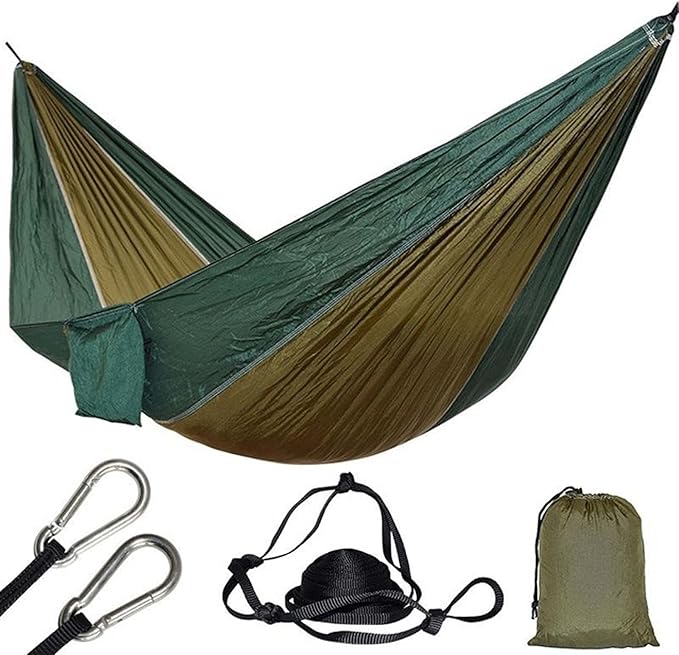 Hammocks for Camping 2 Person, Portable Hammock Foldable, Double Hammock Swing Chair for Adults, Hammock with Chains and Hooks, for Travel Patio Garden