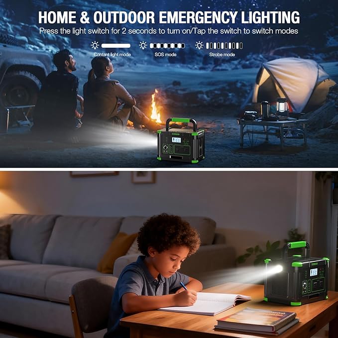 Portable Power Station 500W, 519.48Wh Solar Generator with 2x AC Outlets, 60W USB-C PD Fast Charging, 10-Port with Wireless Charger, Pure Sine Wave, Camping RV Travel Emergency Home Backup