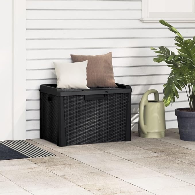Gecheer Patio Rattan Deck Box Patio Storage Box Anthracite 33 gal p p