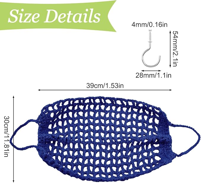 Macrame Fruit Hammock 1 Pack Cotton Fruit Holder Net Under Cabinet Veggie Storage Space Saving Kitchen Decor with Hooks (Sapphire Blue)