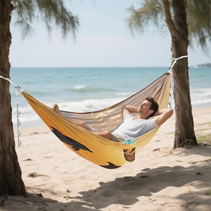 Hammocks for Outside Dolphin Camping Hammock Portable Hammocks with Tree Straps and Carry Bag Camping Accessories for Hiking Beach Outdoor
