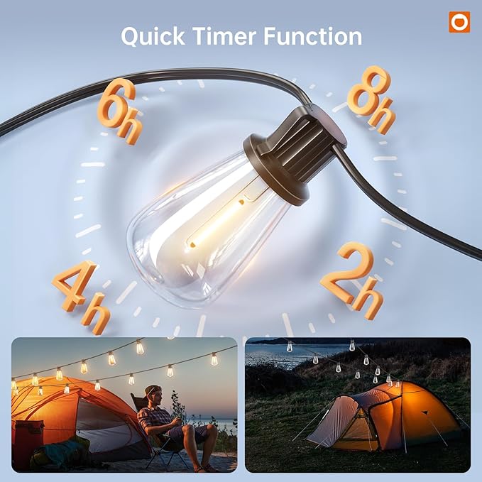 addlon 78FT(72+6) Solar String Lights Outdoor Waterproof with Remote & USB | ST38 LED Shatterproof Bulbs, Solar Powered Outside Lights, Dimmable Solar Light for Camping Backyard Porch