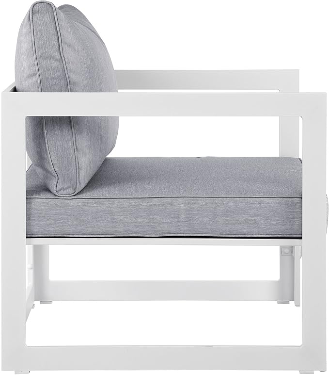 Modway Fortuna 6-Piece Aluminum Outdoor Patio Sectional Sofa Set in White Gray