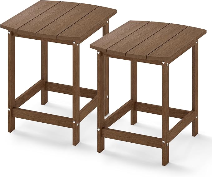 Giantex 18” Side Table Outdoor Small Patio Table Adirondack Table Set of 2 | Weather Resistant End Tables, Outside Square Tea Table for Patio, Backyard, Poolside, Garden, Balcony, Coffee