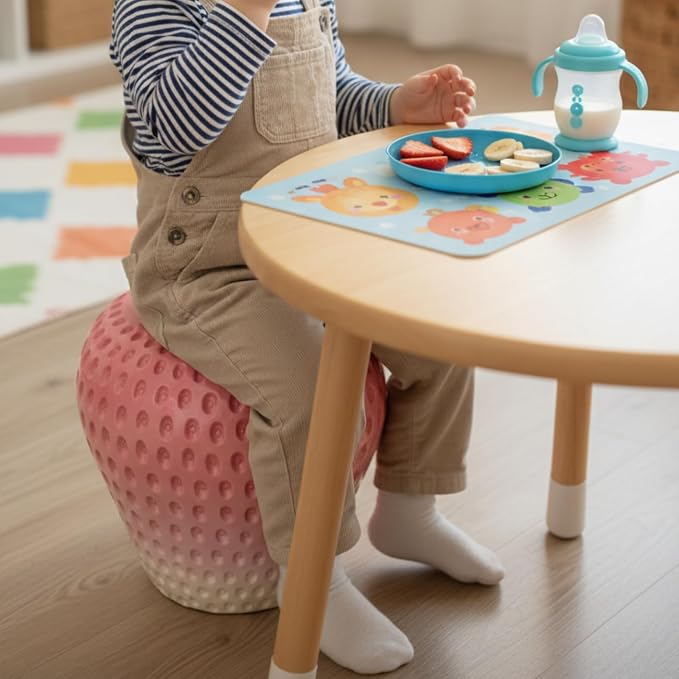 Realistic Fruit Stool, Small Resin Footrest Side Table, Indoor/Outdoor Decorative Plant Seat for Garden, Patio, Playroom, Kids' Room, Weather-Resistant (Pink Strawberry)