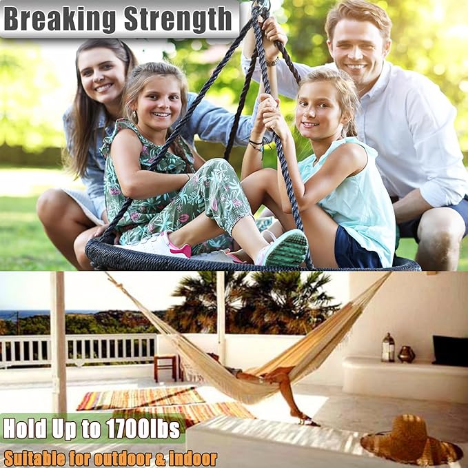 Hammock Hooks Heavy Duty, 1700lbs Capacity Hammock Hanging Kit, 2pcs 10MM 304 Stainless Steel Pad Eye Hooks for Porch Swing Hanging, Hammock Chair, Wall Ceiling Mount Hanger Indoor & Outdoor (Silver)