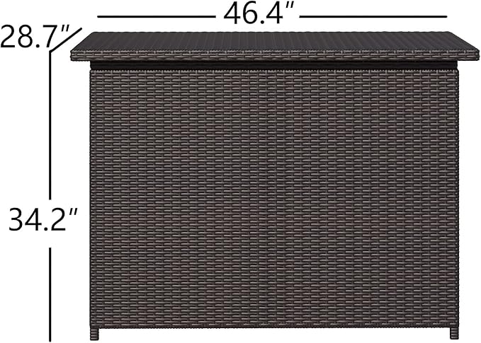 Lepus Large Waterproof Resin Wicker/Rattan Deck Box with Handles, Outdoor Storage Container For Patio, Pool, Garden, 130 Gallons, Brown