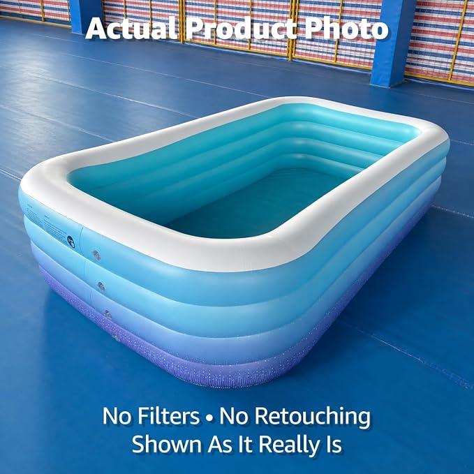 120" 4-Layer Thickened Inflatable Pool for Kids & Adults,Blue | 120",4-Layer,0.32mm Thickened PVC,16Lbs,Swimming Pool for Family, pets,Backyard,Outdoor Summer