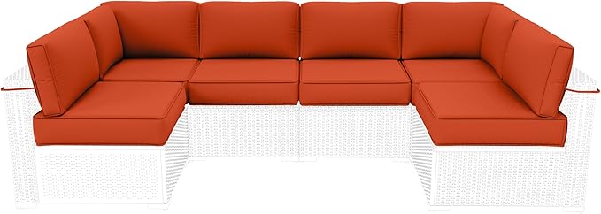 Outdoor Furniture Replacement Cushions, 5" Foam Foam High-Density, Fits 6-seat Sectional Rattan Conversation Set, 14 Piece Patio Water-Resistant Replacement Sofa Cushions, Liner&Cover