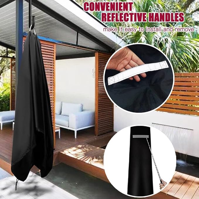 Umbrella Covers for Outdoor Umbrellas - Small Patio Umbrella Cover for 6 ft to 9 ft Outdoor Table Umbrella - Waterproof Windproof Anti-UV Outdoor Garden Parasol Cover with Cover Storage Bag, Black
