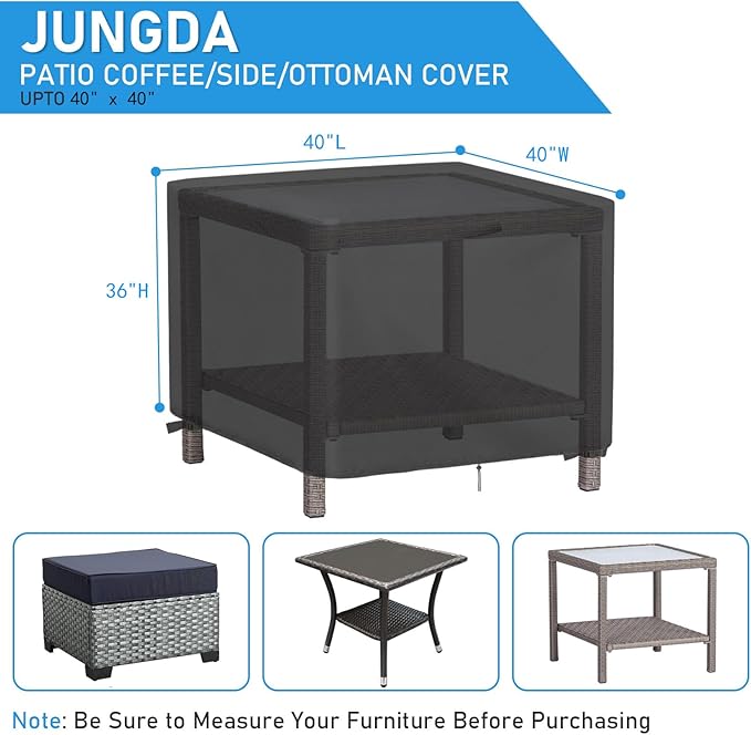 Outdoor Square Table Cover 40 Inch, Waterproof Patio Square Bistro Coffee Table Covers, Heavy Duty Patio Small Furniture Cover - 40 x 40 x 36 Inch