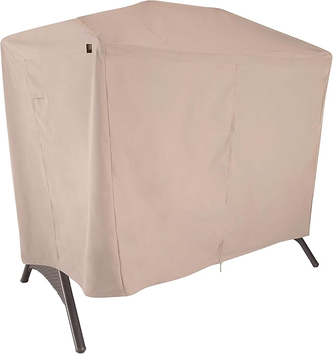 Modern Leisure 2922 Chalet Two Seater Patio Canopy Swing Cover (87 L x 64 D x 66 H) Water-Resistant, Beige