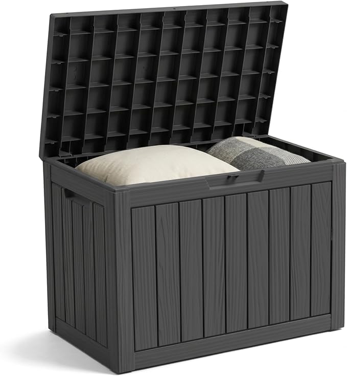 Outdoor Storage Box, 50 Gallon Waterproof Deck Box [Upgraded 3.0], Snap-Together Storage Bin for Chair Cushions, Porch Throw Pillows, Lockable Small Coffee Table Ottoman, Patio Garden, Black